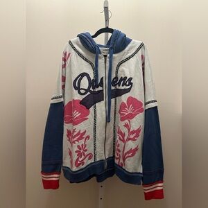 NWT We The Free Royals Hoodie Jacket S Ivory Combo Embroidered Oversized